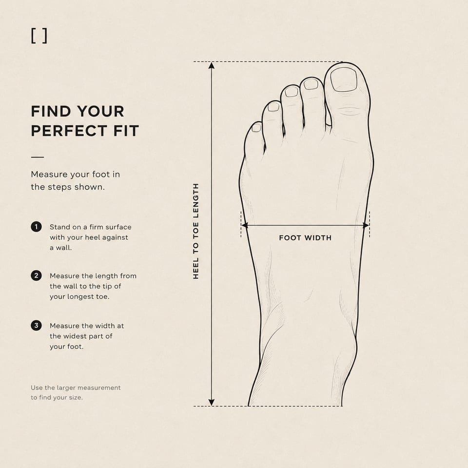 How to measure your foot: stand heel-to-wall, measure heel to longest toe